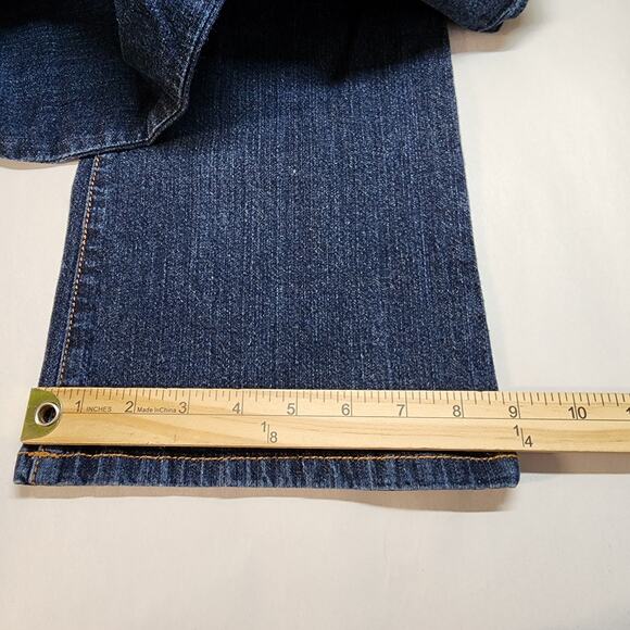 Vintage Y2K Phat Fashion Silver Label Flare Jeans Size 5 28x33 Dark Flat Front - Picture 10 of 12